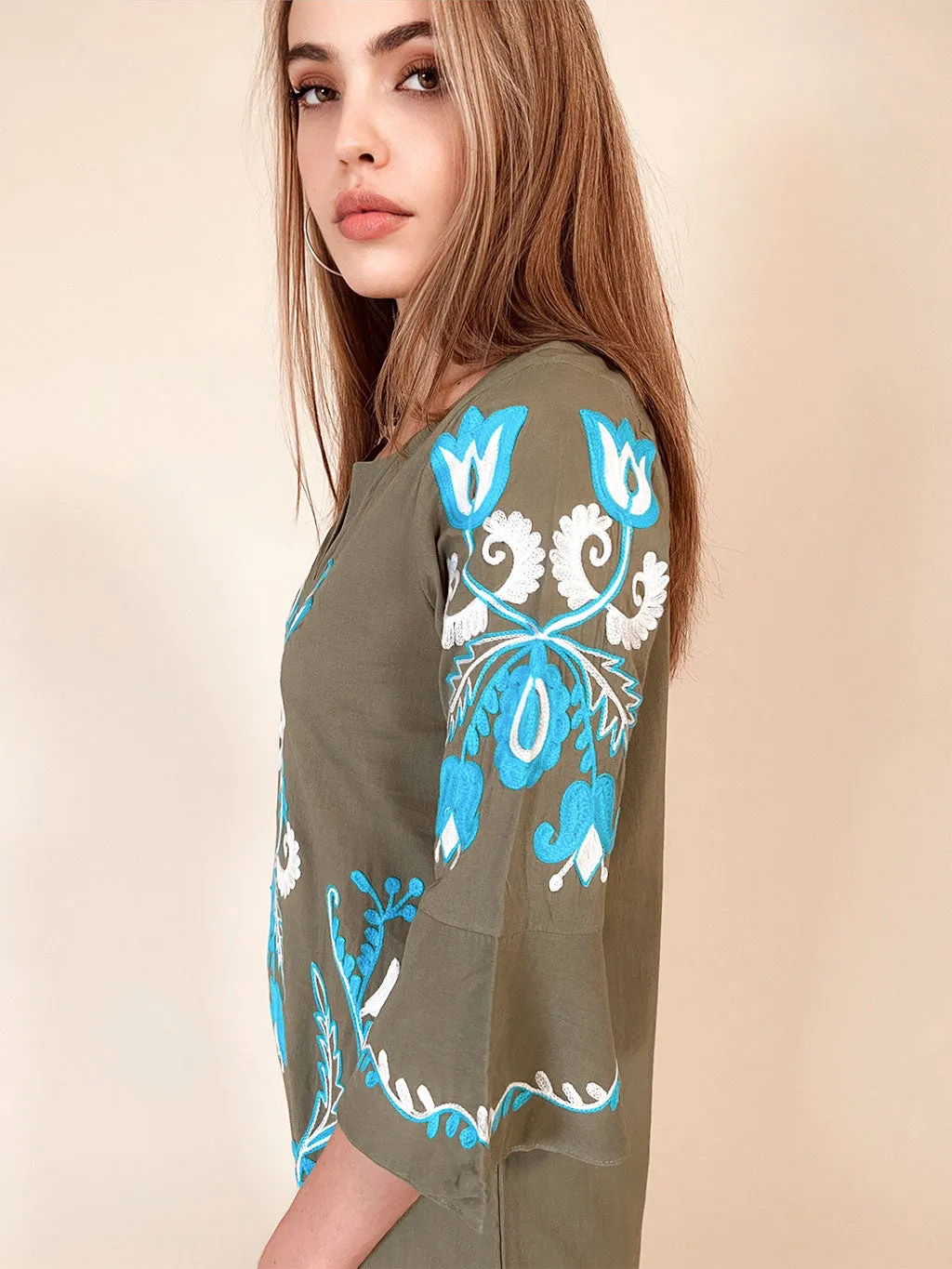 Delilah Maxi Tunic Khaki