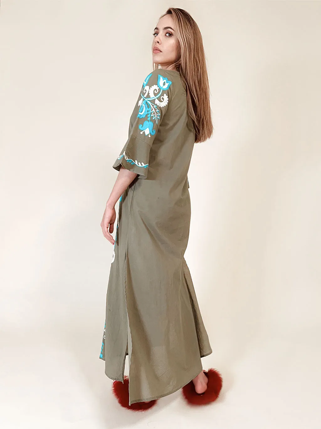 Delilah Maxi Tunic Khaki