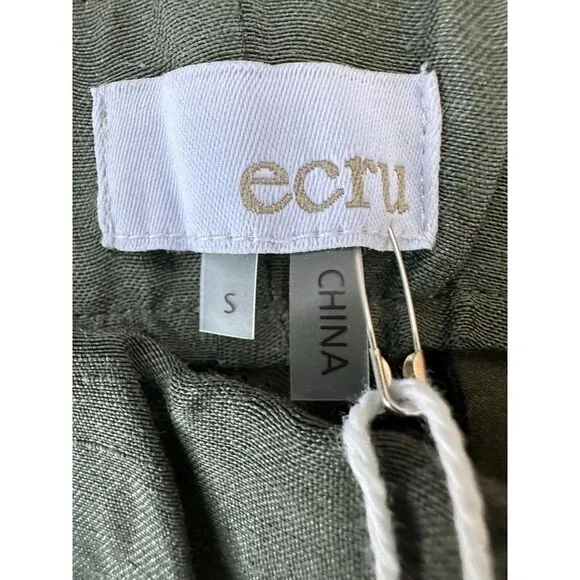 Ecru‎ Linen Dark Olive Shorts Side Button Closure Size Small NWT