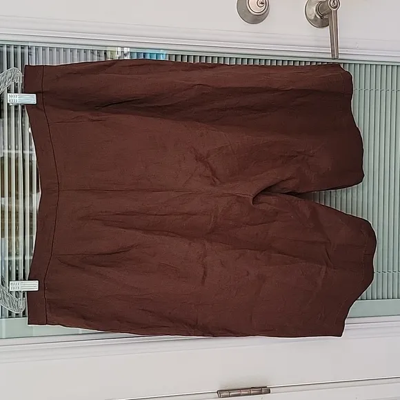 Eileen Fisher Linen Shorts W Sz16 Brown