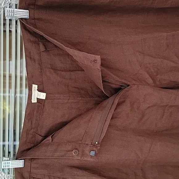 Eileen Fisher Linen Shorts W Sz16 Brown