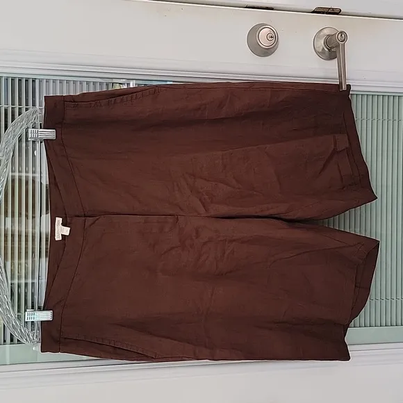 Eileen Fisher Linen Shorts W Sz16 Brown