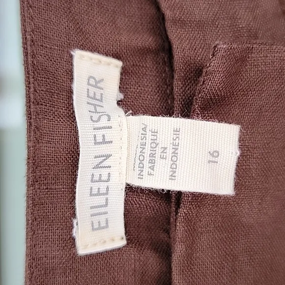Eileen Fisher Linen Shorts W Sz16 Brown