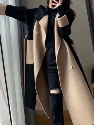 Elegant Women Woolen Coat Long Sleeve Streetwear Korean Fashion Jackets Loose Fairycore Vintage Autumn Winter Coats