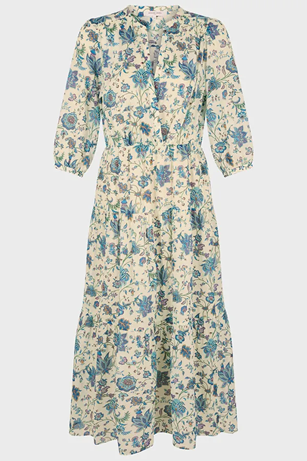 ELYSEE FOLIAGE PRINT WAISTED MAXI DRESS