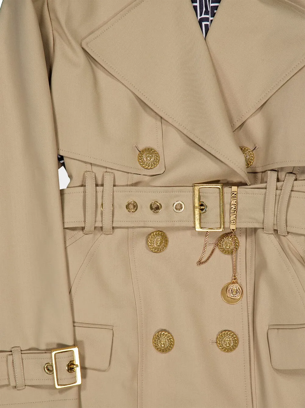 Embellished Gabardine Trench Coat