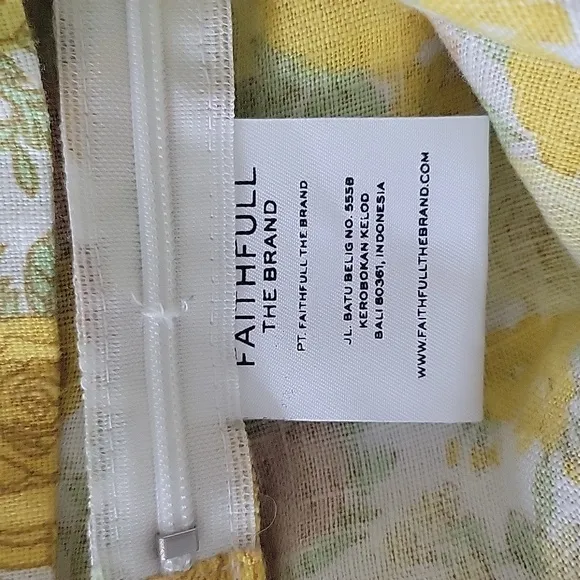 Faithfull the Brand Celia Floral Print Belted Shorts Linen Yellow NWT Size XS