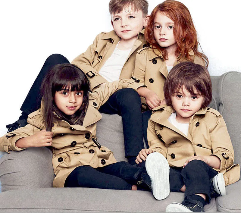 Fashion Girls Boys Trench Clothing Children Wind Jacket Autumn Winter Child Casual Coat Turn-down Collar Outwear