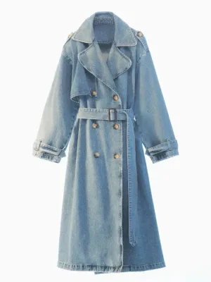 Femmy | Trendy Denim Trench Coat