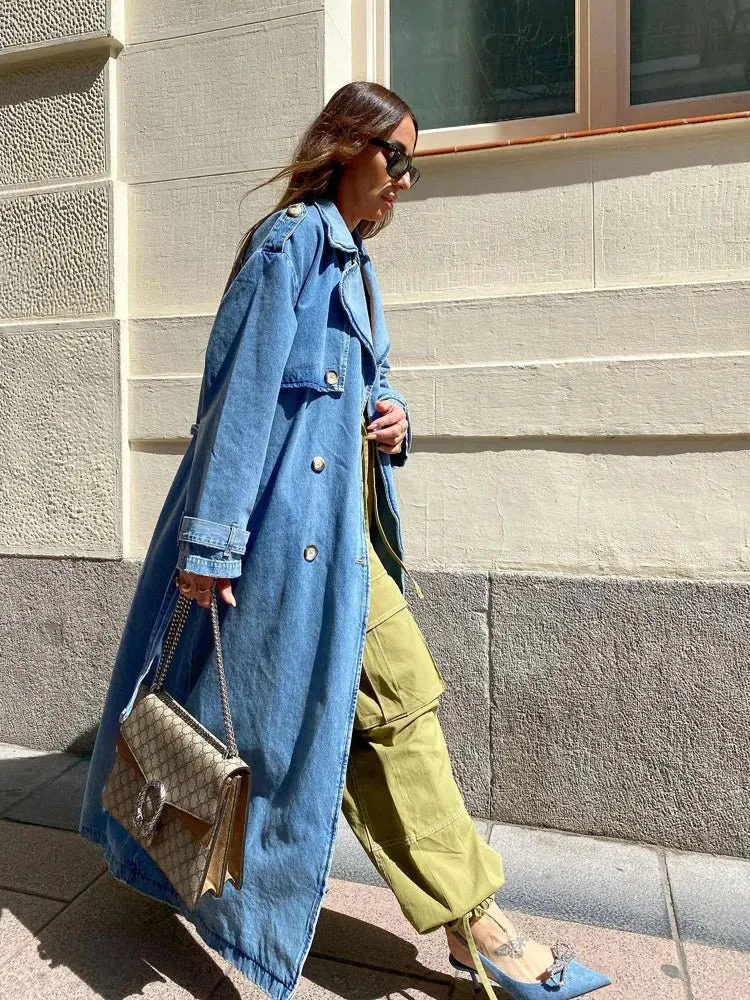 Femmy | Trendy Denim Trench Coat
