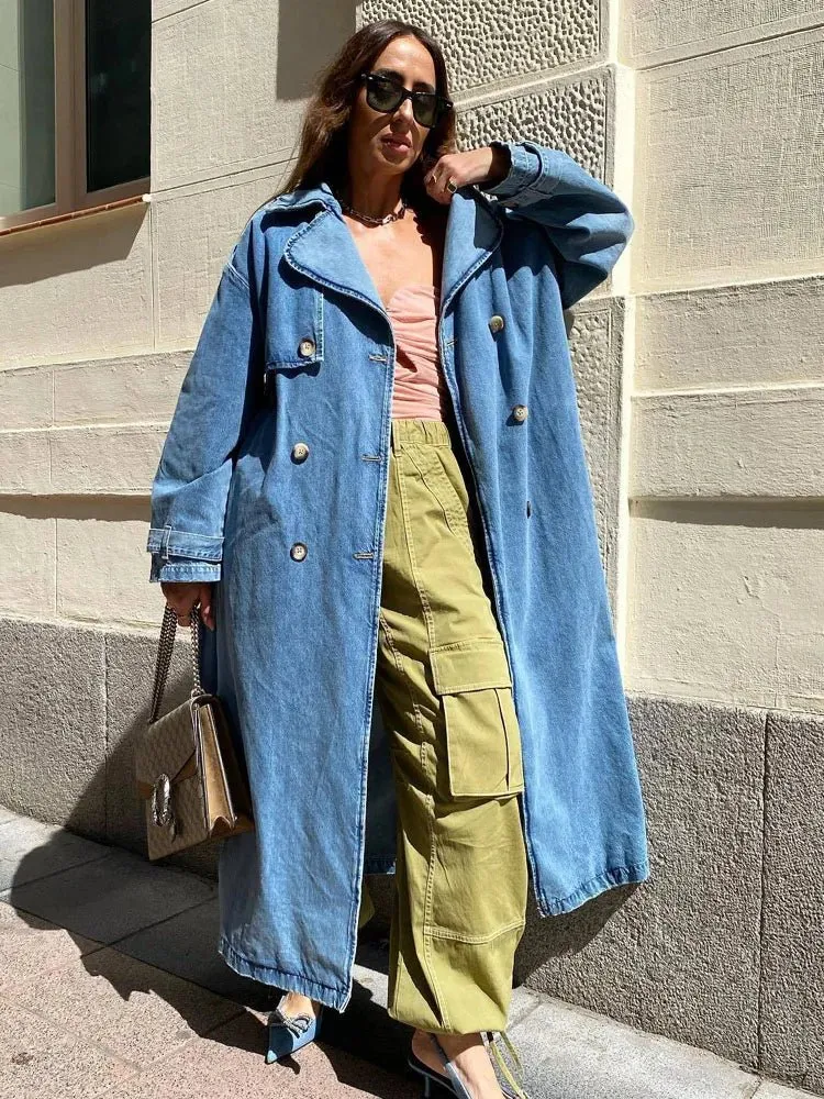Femmy | Trendy Denim Trench Coat