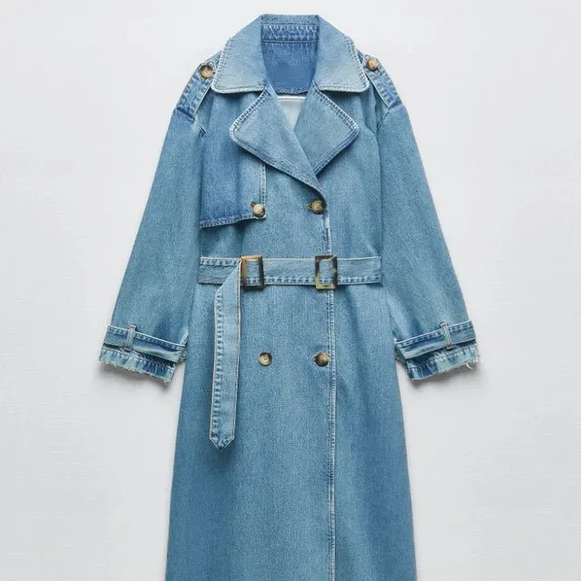 Femmy | Trendy Denim Trench Coat