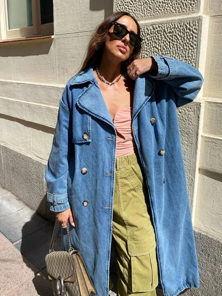 Femmy | Trendy Denim Trench Coat
