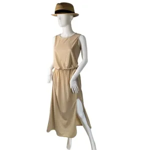 FLORCOO BOHEMIAN SLEEVELESS SIDE SLIT MAXI DRESS SZ M NWOT