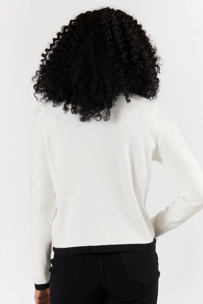 Forever Changing Ivory and Black Contrast Trim Cardigan SALE
