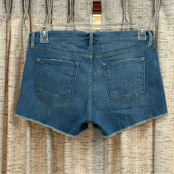 FRAME Denim Le Cutoff Distressed Raw Hem Denim Shorts - 28