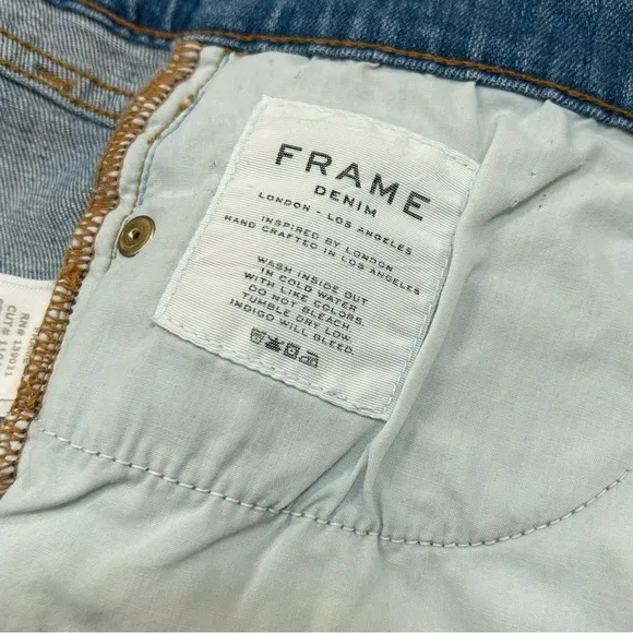 FRAME Denim Le Cutoff Distressed Raw Hem Denim Shorts - 28