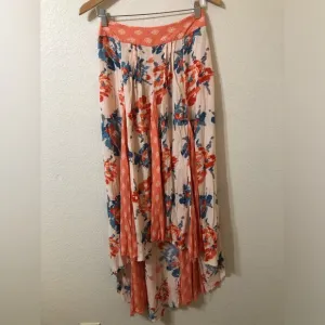 Free People Show You Off Sheer Pleated Boho Patchwork Maxi Skirt - Size Medium