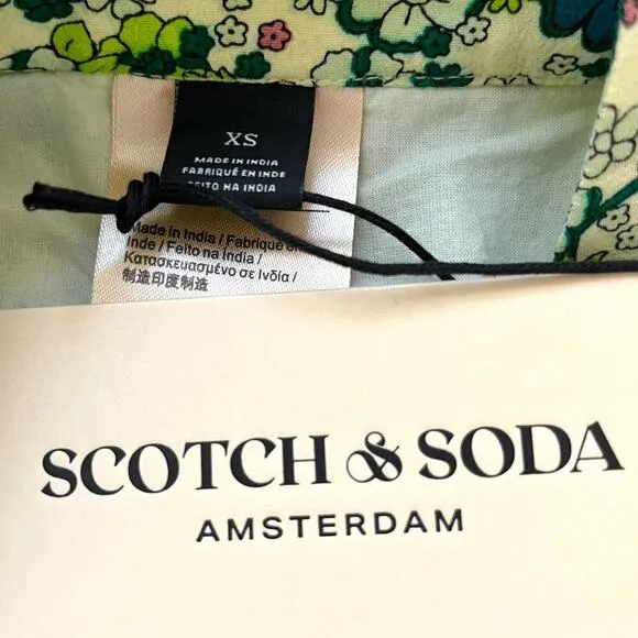 Free People x Scotch &amp; Soda Wrap Over Maxi Skirt Floral Print Green Size XS NWT