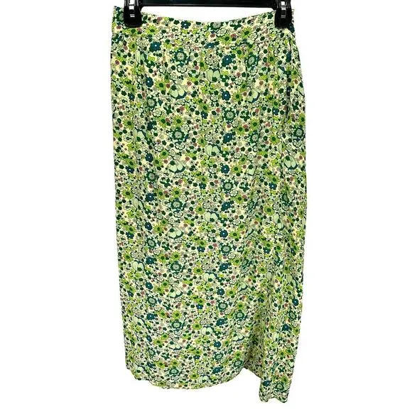 Free People x Scotch &amp; Soda Wrap Over Maxi Skirt Floral Print Green Size XS NWT