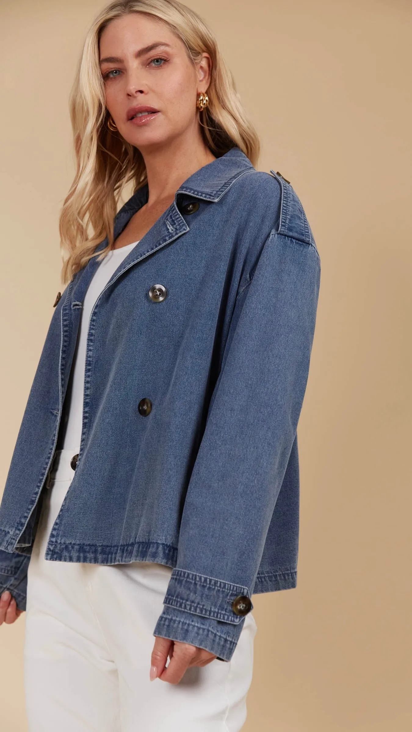 Freya Crop Trench Denim