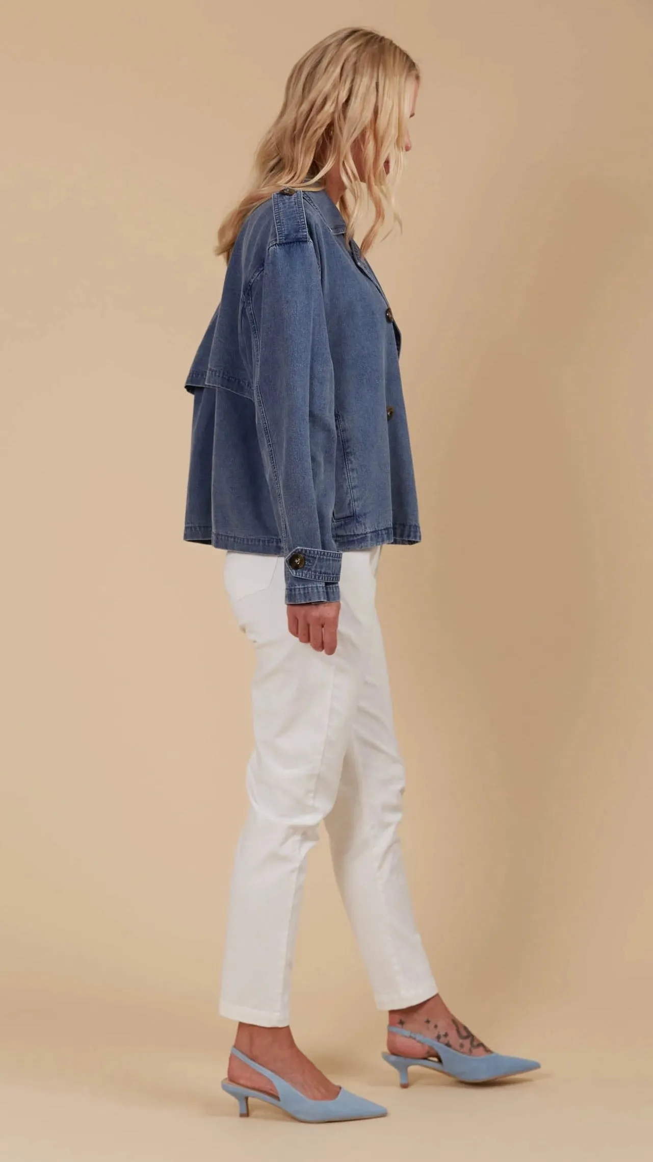 Freya Crop Trench Denim