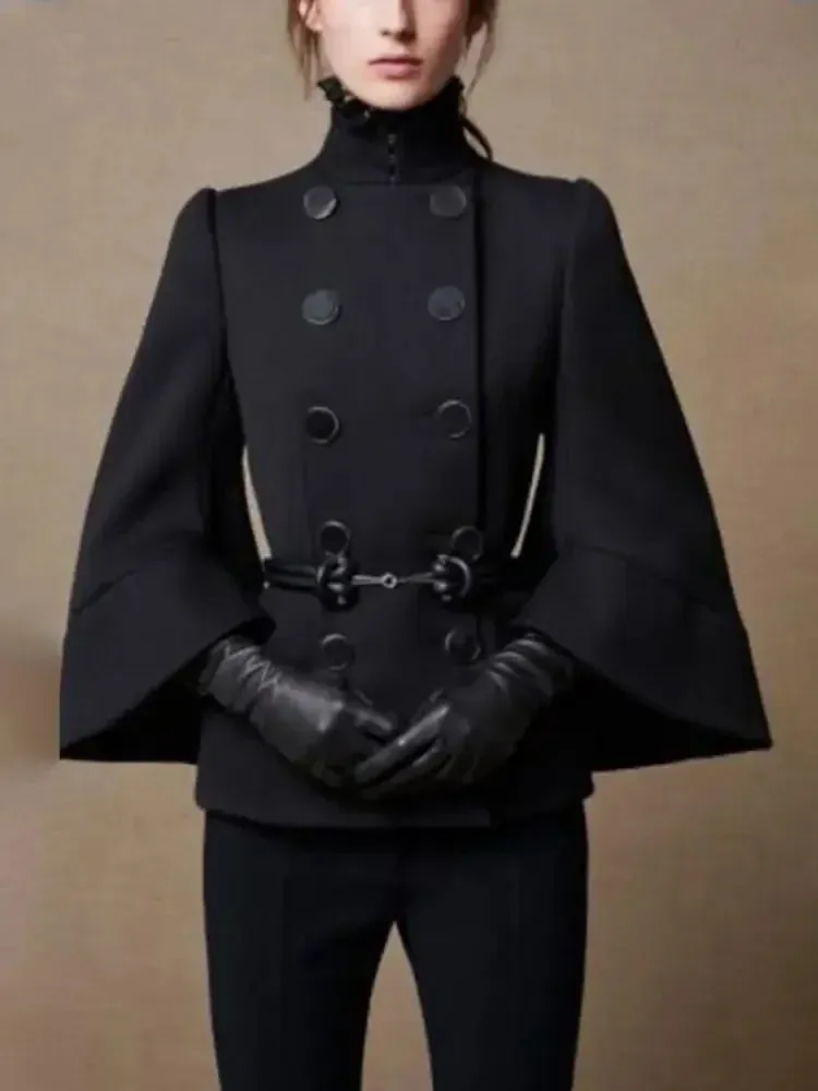 Fusion New Women Fashion Double-Breasted High Neck Business Jacket