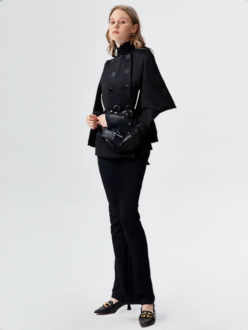 Fusion New Women Fashion Double-Breasted High Neck Business Jacket