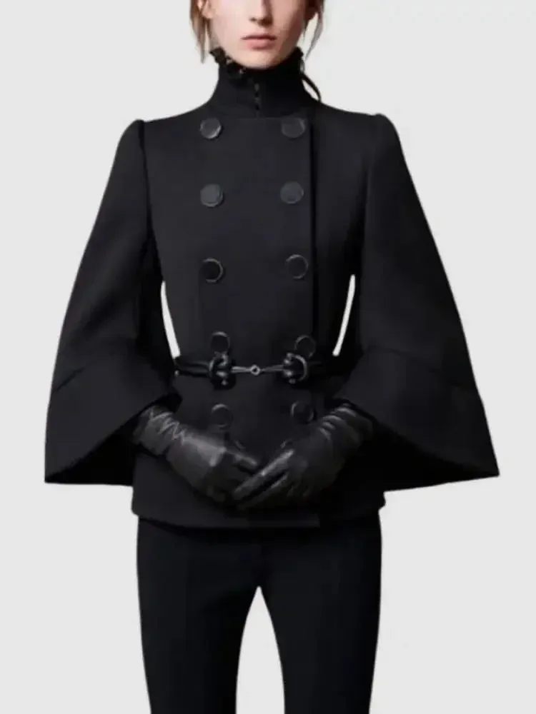 Fusion New Women Fashion Double-Breasted High Neck Business Jacket