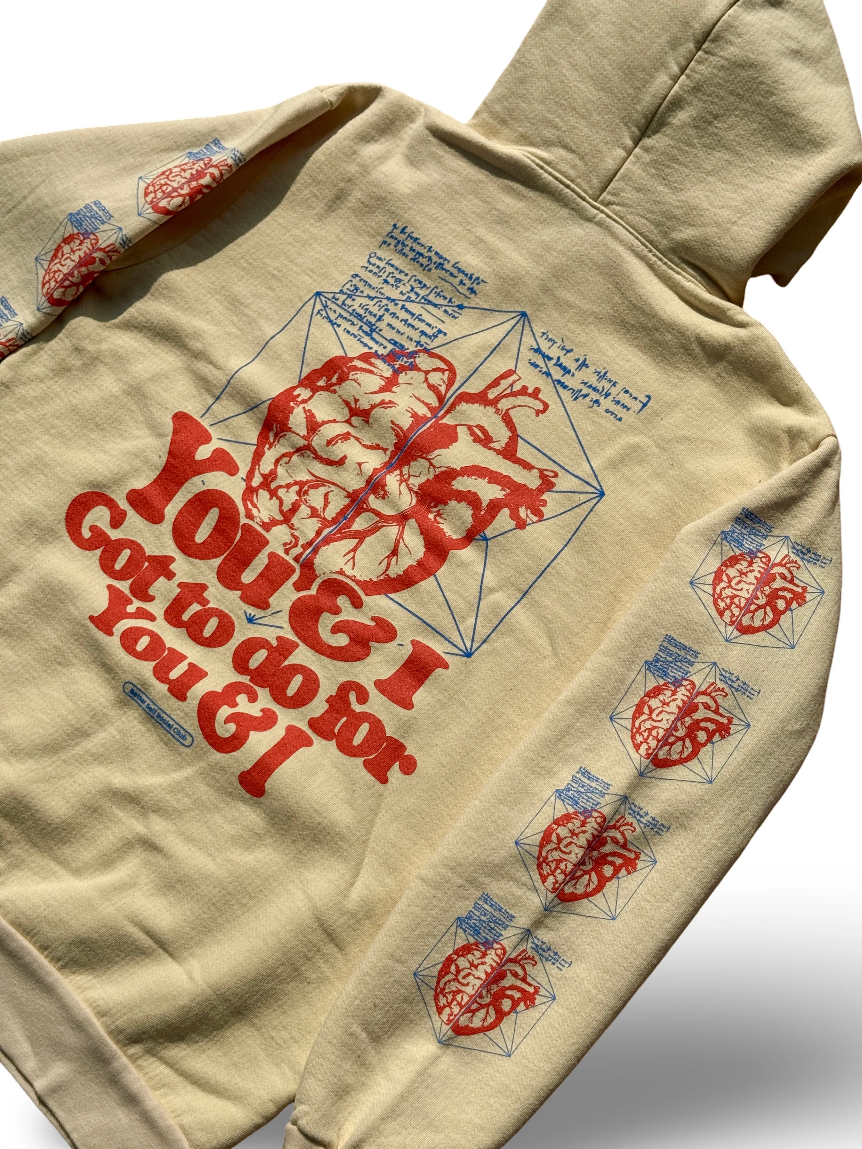 Get Something Hoodie - Cream / Blue / Raspberry