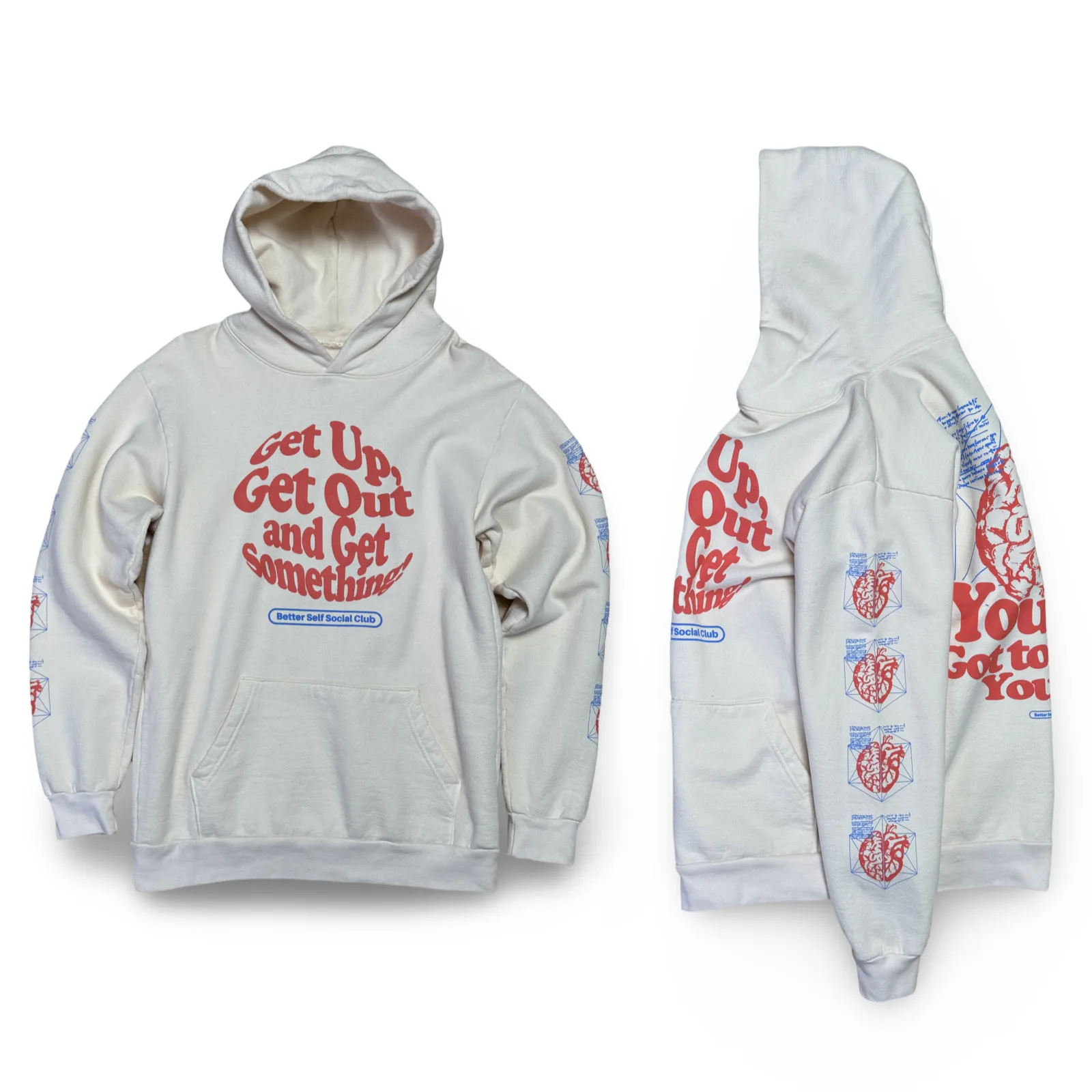 Get Something Hoodie - Cream / Blue / Raspberry