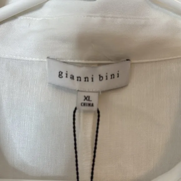 Gianni Bini Drs Ashley Long Sleeve Linen Romper White XL