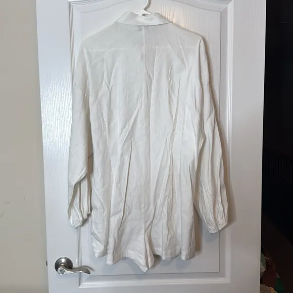 Gianni Bini Drs Ashley Long Sleeve Linen Romper White XL