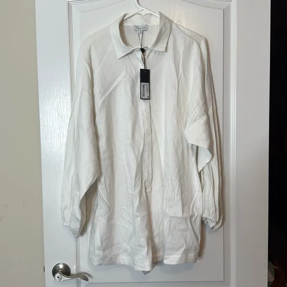 Gianni Bini Drs Ashley Long Sleeve Linen Romper White XL
