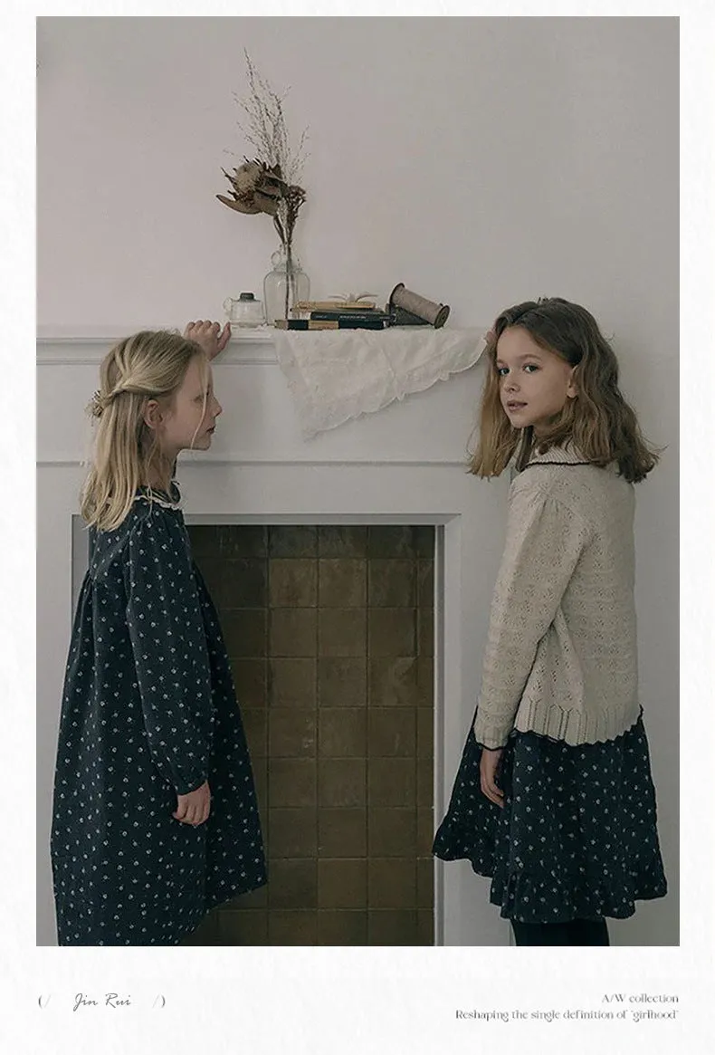 Girls' Button-Up Cardigan with Collar