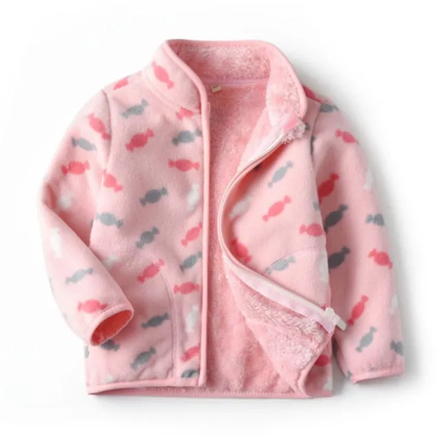 Girls Long Sleeve Warm Fleece Winter Jacket - Pink Candy