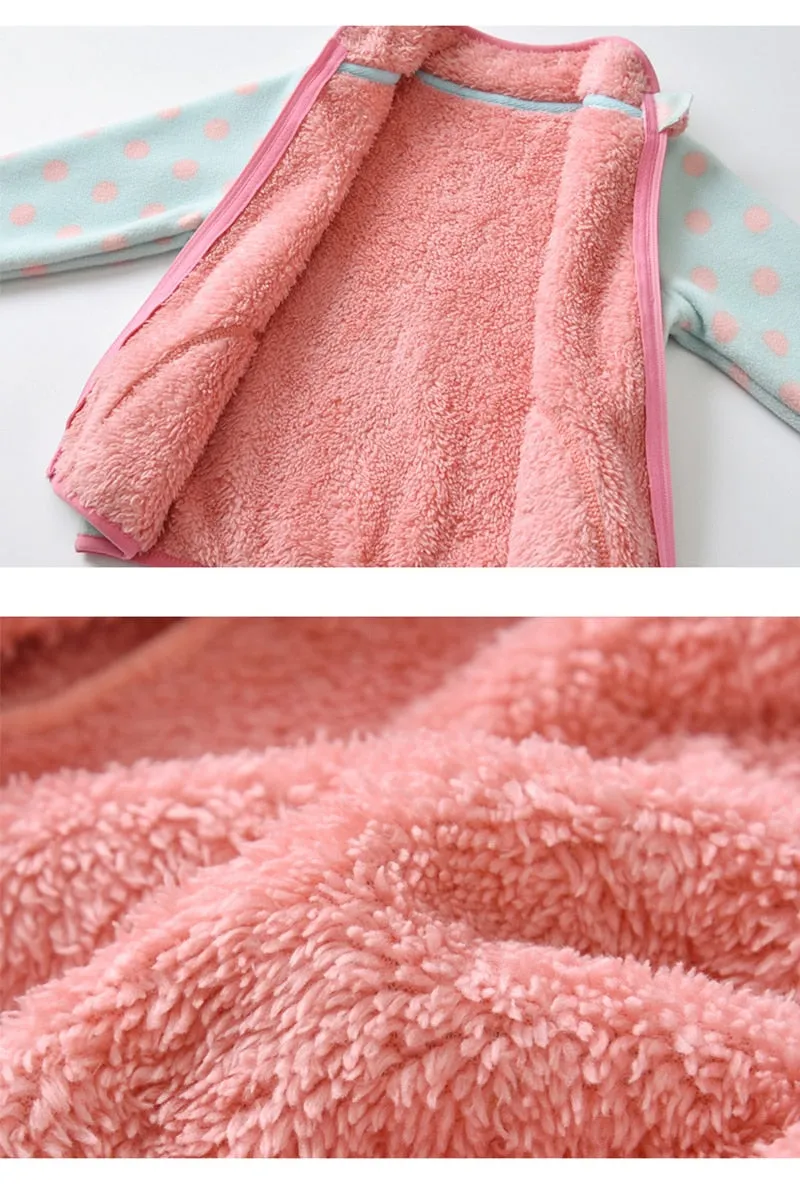 Girls Long Sleeve Warm Fleece Winter Jacket - Pink Candy