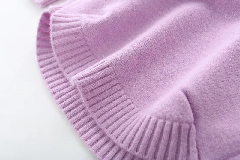 Girls' Sweater with Colourful Knitted Polka Dots - Violet, Pink, Hot Pink