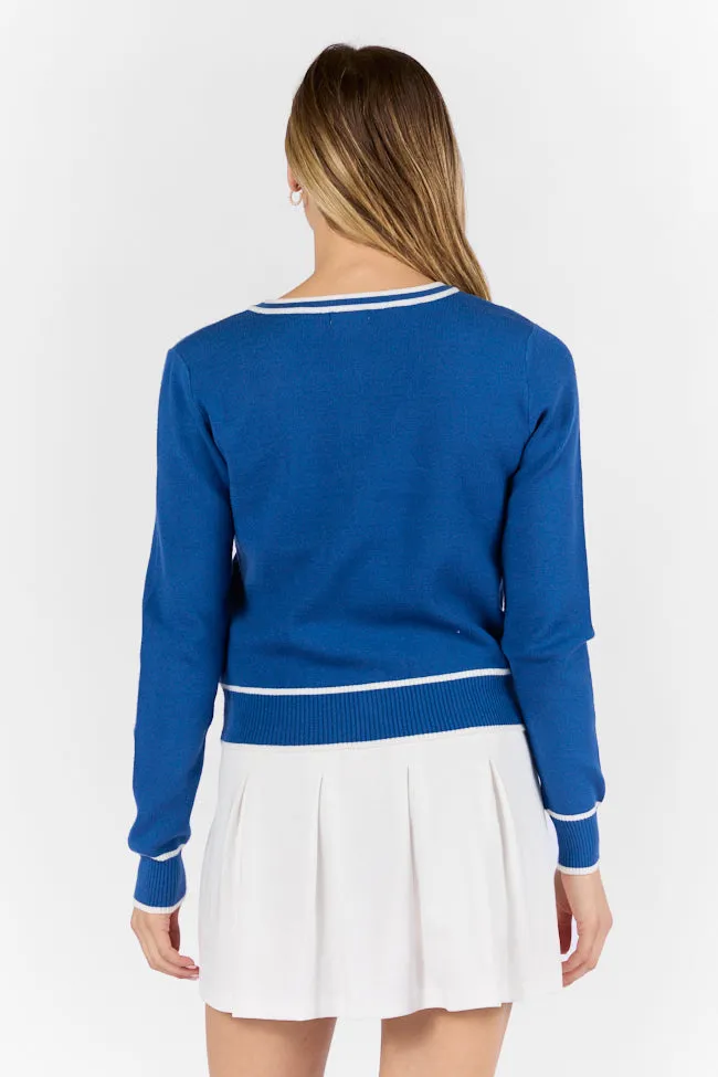 Gives Me Time Navy and Ivory Contrast Trim Cardigan SALE
