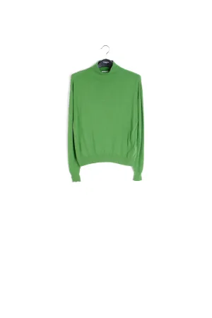 Green merino wool blend turtleneck sweater