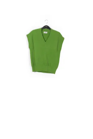 Green sleeveless knitted vest
