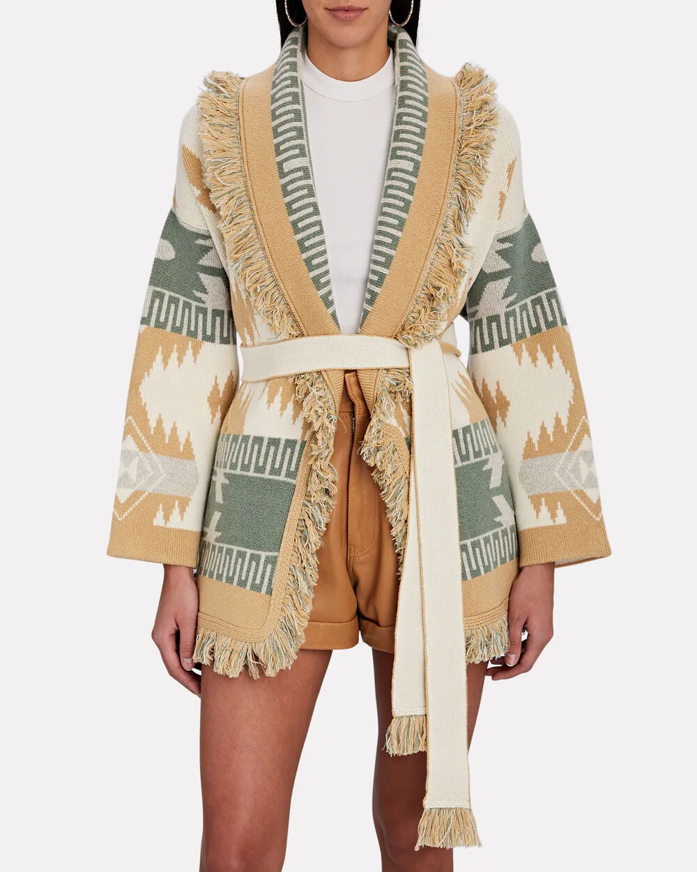 Icon Fringed Cashmere-Jacquard Cardigan