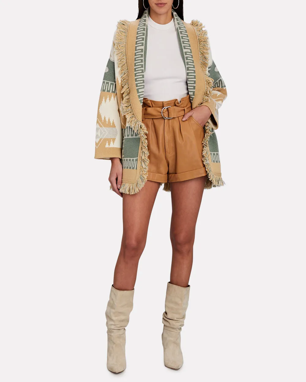 Icon Fringed Cashmere-Jacquard Cardigan