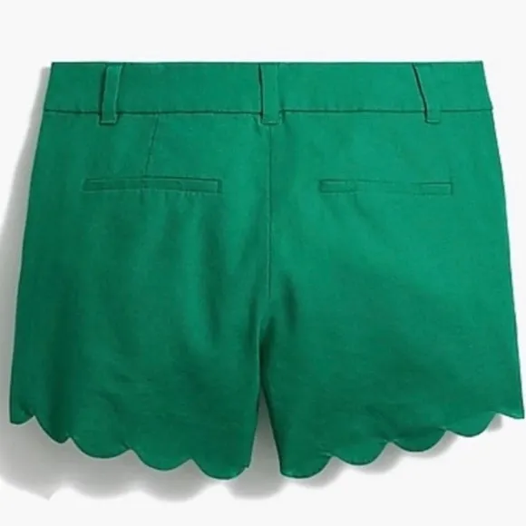 J. Crew | Kelly Green Linen Blend Scallop Hem Shorts
