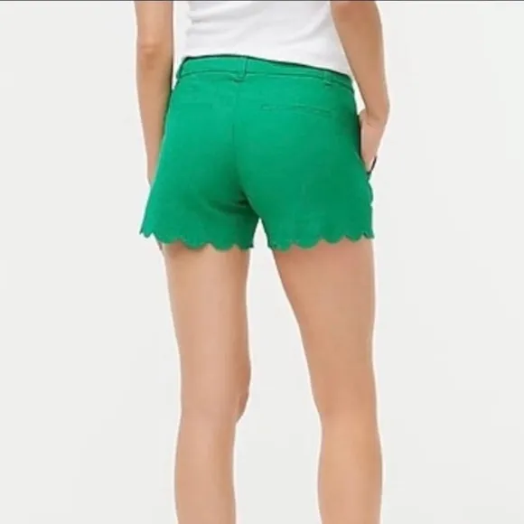 J. Crew | Kelly Green Linen Blend Scallop Hem Shorts