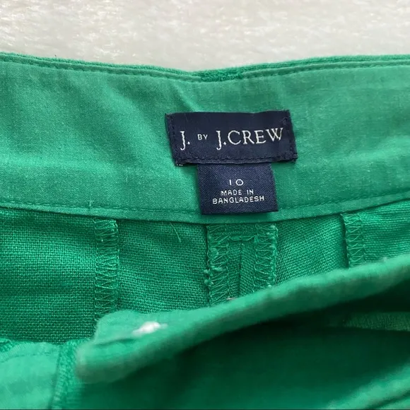 J. Crew | Kelly Green Linen Blend Scallop Hem Shorts
