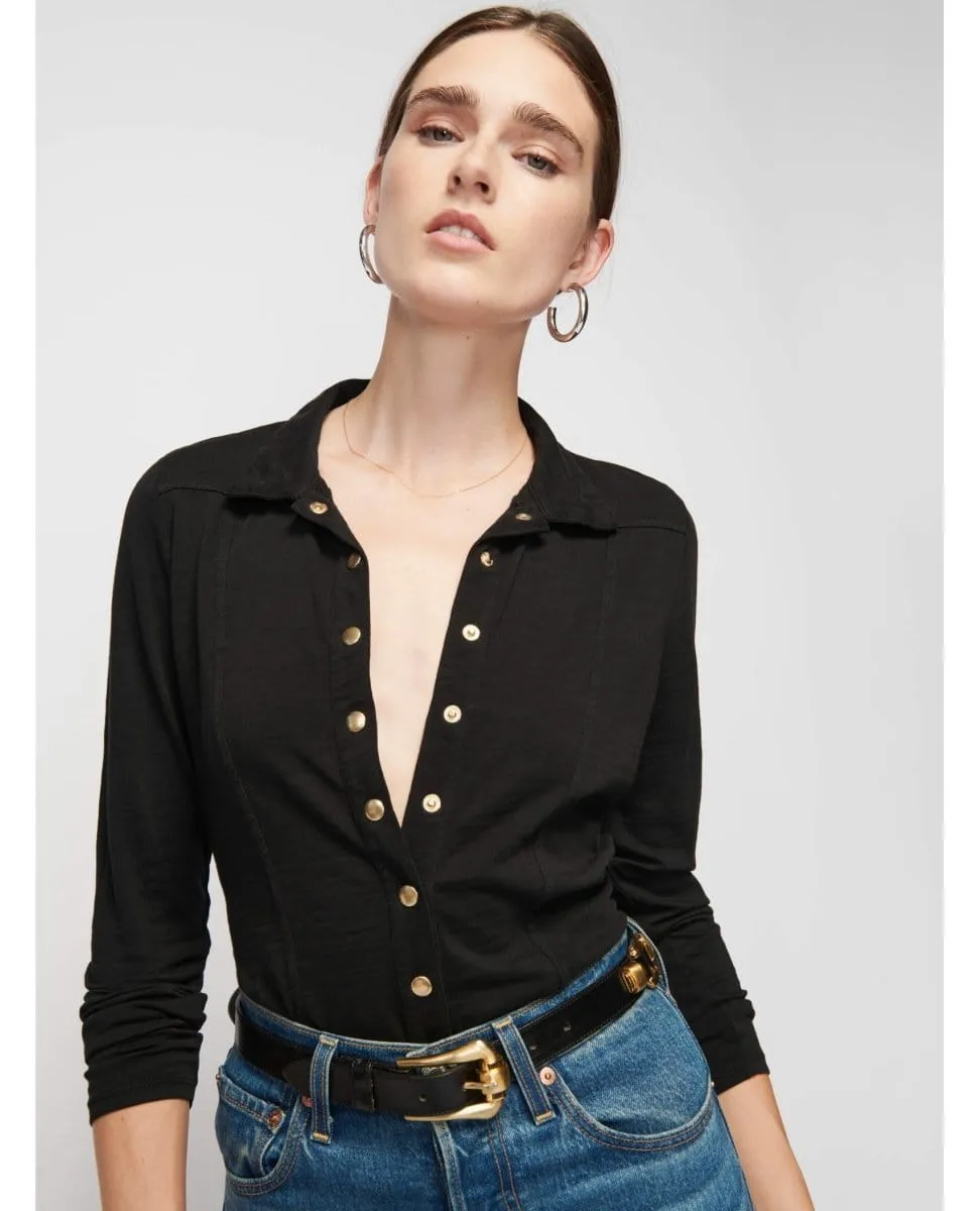 Jarah Seamed Button Up Jet Black