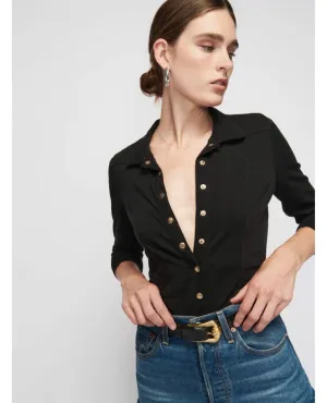 Jarah Seamed Button Up Jet Black