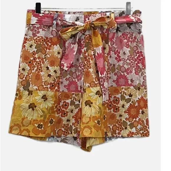 Johnny Was Jade Sherrie Linen Floral Belted Easy Shorts - Size Small