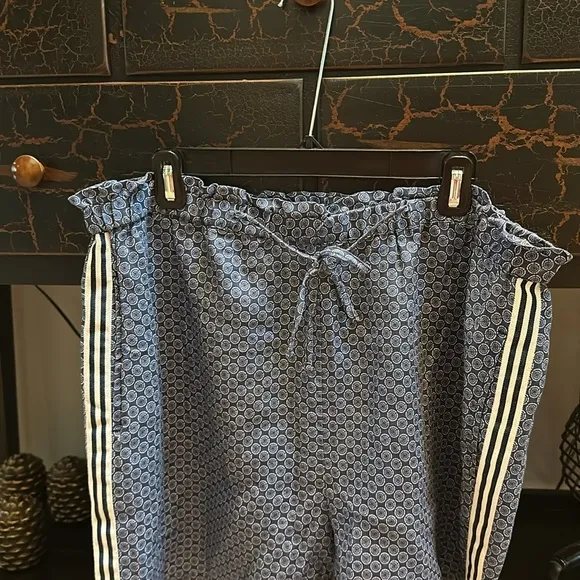 Johnny Was Los Angeles Blue Patched Ikat Linen Paperbag Shorts Boho Chic